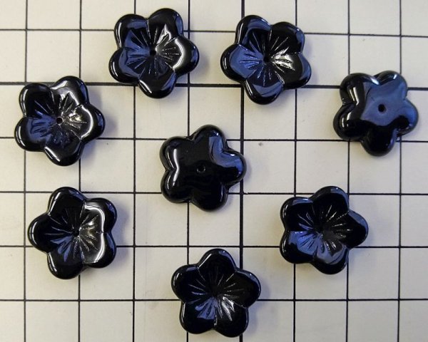 画像2: チェコガラスビーズ/ラージフラワー/ブラック/約16mm(2個) (2)