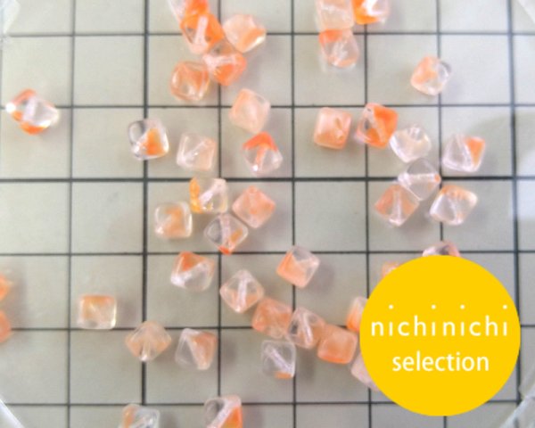画像2: ns037/ヴィンテージ/ドイツ/クリア×オレンジキューブ(10個) (2)