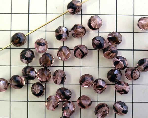 画像2: チェコガラスビーズ/ファイアポリッシュ/8mm/ピンク×ブラック(6個) (2)