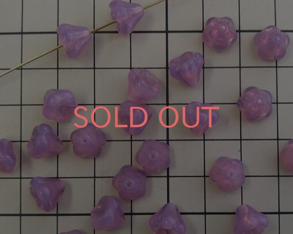 画像3: チェコガラスビーズ/ベルフラワー/ピンクパープルオパール（10個） (3)