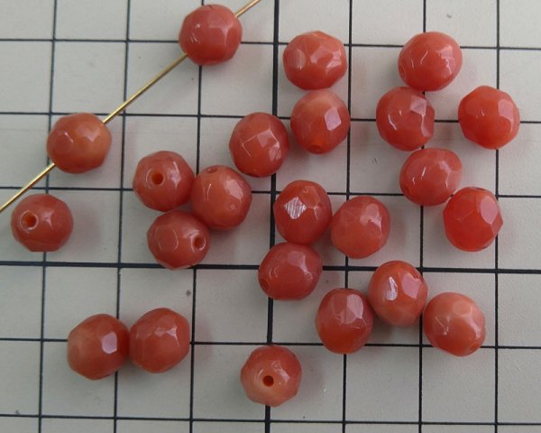 画像2: チェコガラスビーズ/ファイアポリッシュ/8mm/ミルキーブラウン(6個) (2)