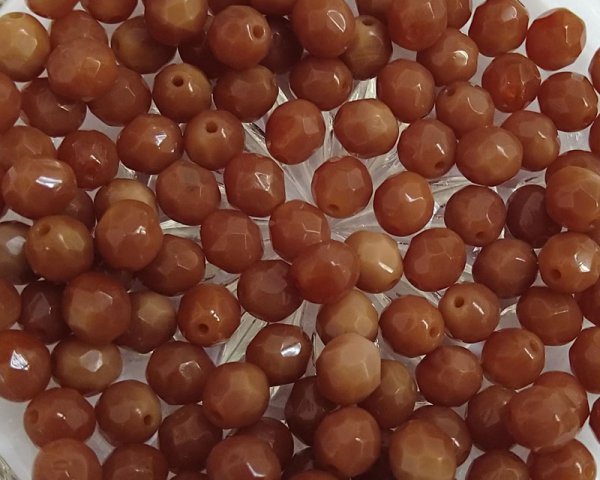 画像1: チェコガラスビーズ/ファイアポリッシュ/8mm/ミルキーブラウン(6個） (1)