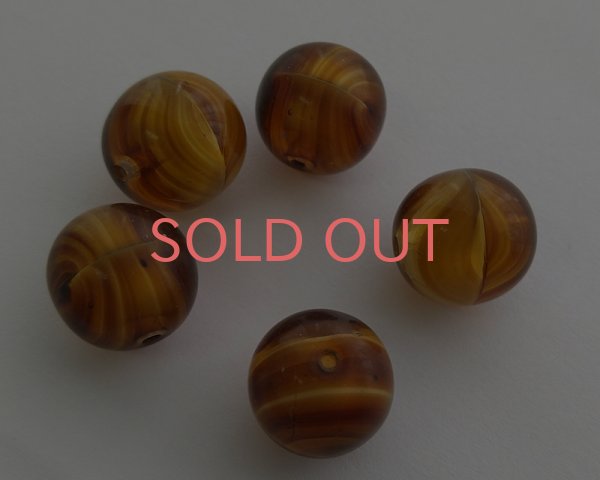 画像3: ns179/ヴィンテージ/ドイツ/ラージラウンド/ブラウンストライプギブレ/約13mm(1個) (3)