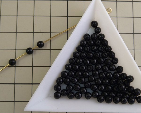 画像2: チェコガラスビーズ/ラウンド/ジェットブラック/約4mm(45個) (2)