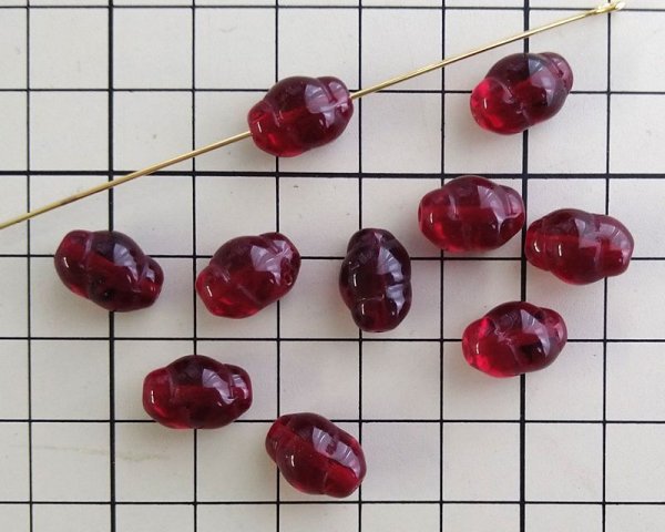 画像3: チェコガラスビーズ/ツイストバレル/シャムルビー/約12×8mm(6個) (3)