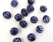 画像1: チェコガラスビーズ/ラージバイコン/ネイビーストライプ/約14×12mm（1個) (1)