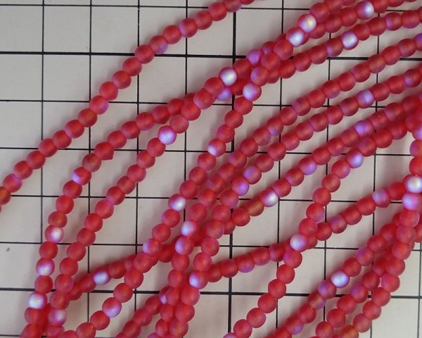 画像2: チェコガラスビーズ/ラウンド/マットシャムルビーオーロラ/約3.5〜4mm(45個) (2)