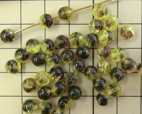 画像2: チェコガラスビーズ/クラックルラウンド/ジョンキル×アメシスト/約6mm(10個) (2)