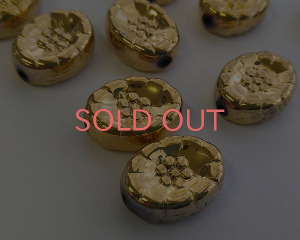 画像3: ns047/ヴィンテージ/ドイツ/オーバルフラワー(L)/ゴールドコート(2個) (3)