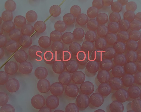 画像1: チェコガラスビーズ/ラウンド/ピンクオパールマーブル/6mm(10個) (1)