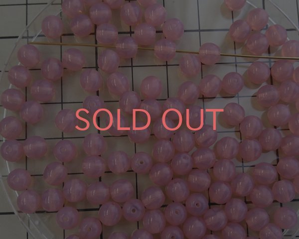 画像2: チェコガラスビーズ/ラウンド/ピンクオパールマーブル/6mm(10個) (2)