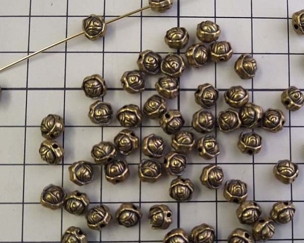画像2: デッドストック/CCB/ローズボール/アンティークゴールド/約6mm(10個) (2)