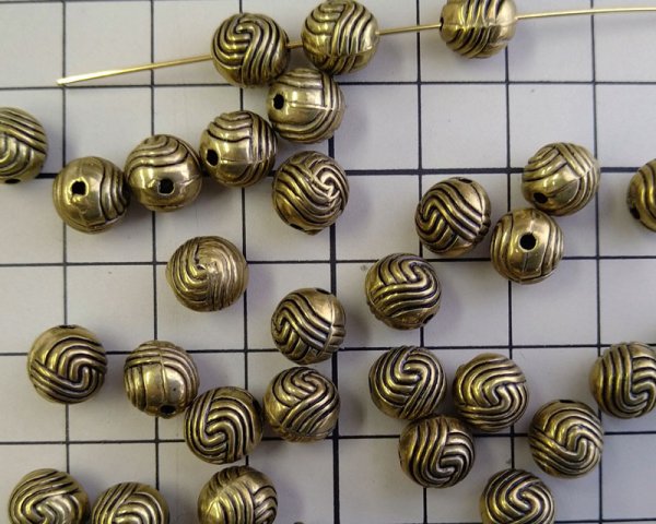 画像2: デッドストック/CCB/ノットボール/アンティークゴールド/約8mm(10個) (2)