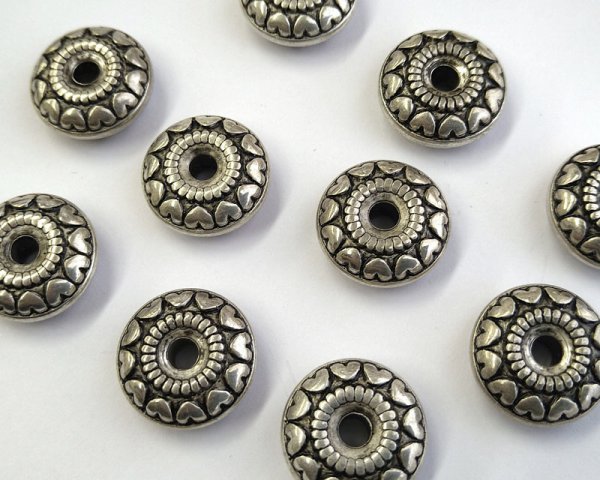 画像2: デッドストック/CCB/ハートラージロンデル/アンティークシルバー(2個) (2)