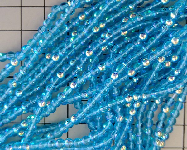 画像2: チェコガラスビーズ/ラウンド/アクアマリンオーロラ/約4mm(45個) (2)