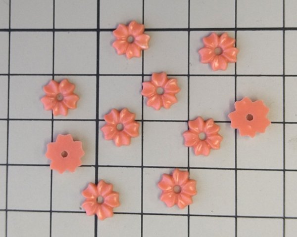 画像2: ヴィンテージ/ドイツ/プラスティック/フラワーa2/コーラル(4個) (2)