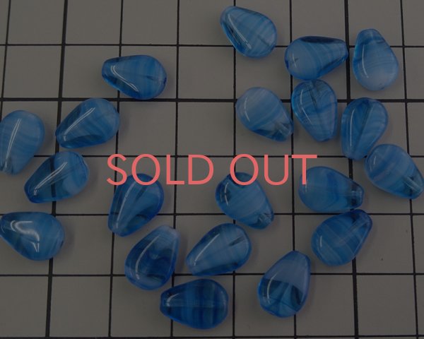 画像2: チェコガラスビーズ/ミニフラットドロップ/ブルーストライプ(6個) (2)