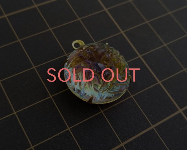 画像4: ヴィンテージ/ガラスストーン/テクスチャードラウンド/約18mm (4)