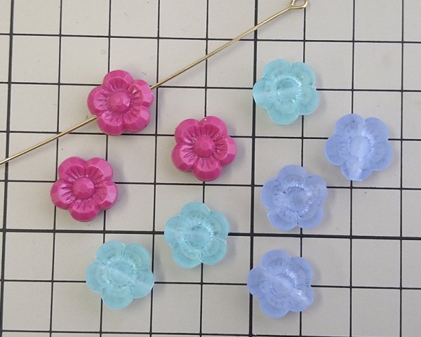 画像2: ヴィンテージ/ドイツ/プラスチック/ファイブペタルフラワー/マゼンタピンク(2個) (2)