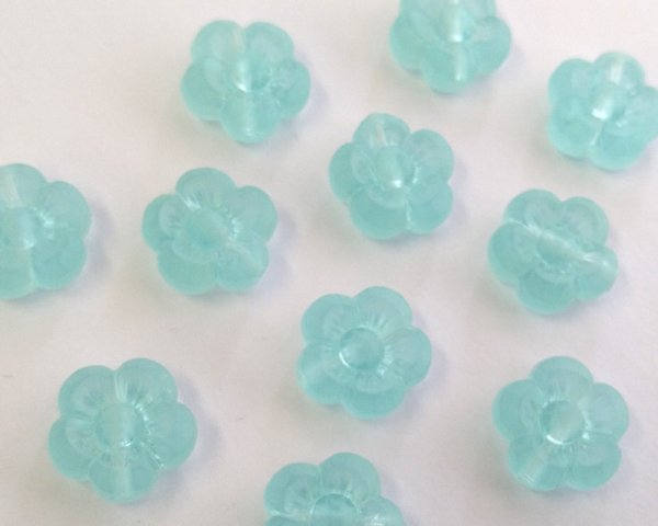 画像1: ヴィンテージ/ドイツ/プラスチック/ファイブペタルフラワー/フロストアクア（2個) (1)