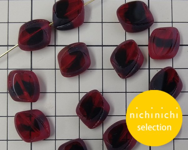 画像2: ns054/ヴィンテージ/ドイツ/ウィンドウバロック/レッドブラック(2個) (2)