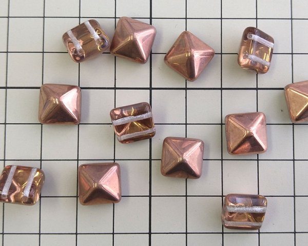 画像3: チェコガラスビーズ/2ホールスタッド/カッパーコート(2個) (3)