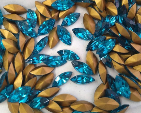 画像1: ヴィンテージ/スワロフスキー/4200/2/ブルージルコン/15×7mm（1個） (1)