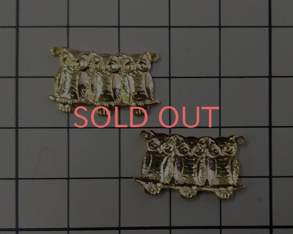 画像2: デッドストック/USA/ブラスコネクター/3羽のみみずく/ゴールドメッキ（1個） (2)