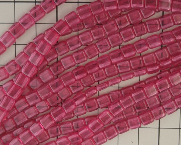 画像2: チェコガラスビーズ/2ホールタイル/ダスティレッド(10個） (2)