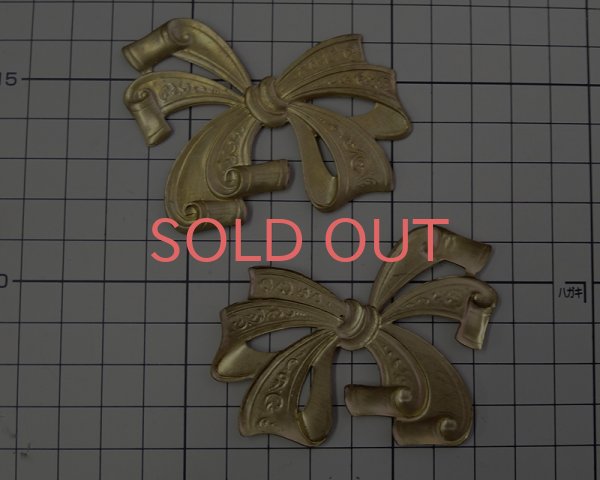 画像2: ヴィンテージ/USA/ブラススタンピング/ラージリボン(1個) (2)