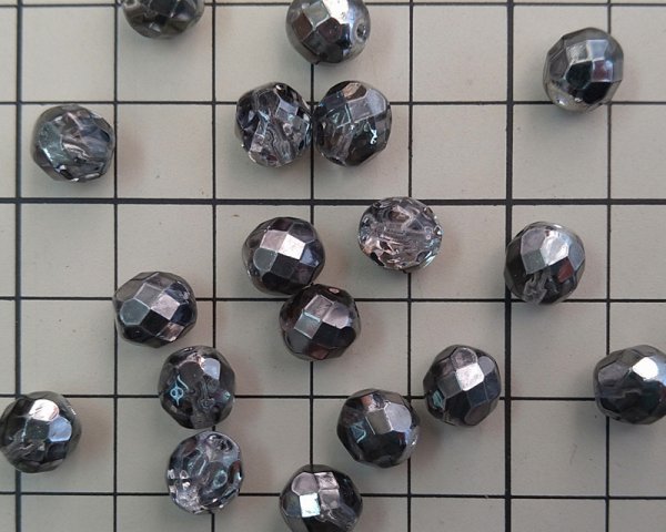 画像2: チェコガラスビーズ/ファイアポリッシュ/8mm/ハーフメタルコート/ブラックダイヤモンド(6個) (2)