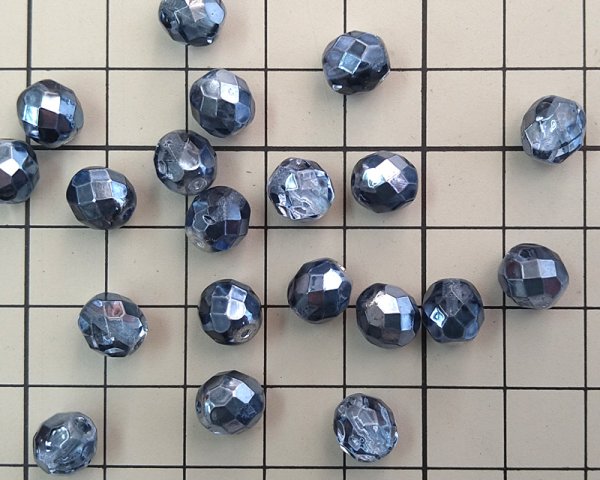画像2: チェコガラスビーズ/ファイアポリッシュ/8mm/ハーフメタルコート/モンタナブルー(6個) (2)