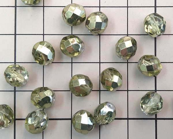 画像2: チェコガラスビーズ/ファイアポリッシュ/8mm/ハーフメタルコート/オリバイン(6個) (2)
