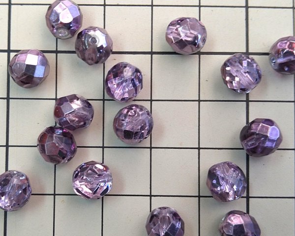 画像2: チェコガラスビーズ/ファイアポリッシュ/8mm/ハーフメタルコート/アメシスト(6個) (2)