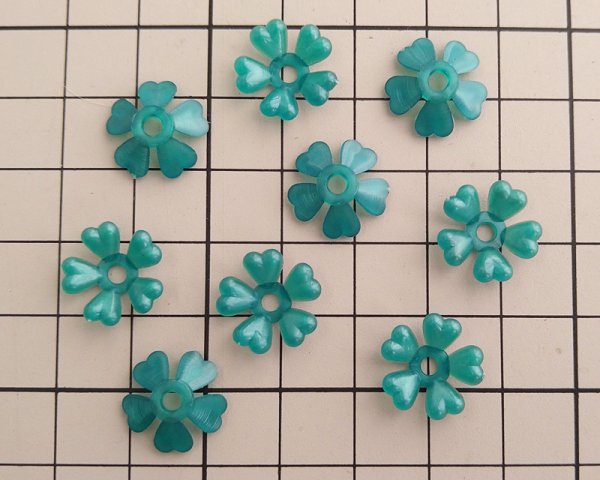 画像2: ヴィンテージ/ドイツ/プラスチック/フラワーas01/フォレストグリーン(4個) (2)