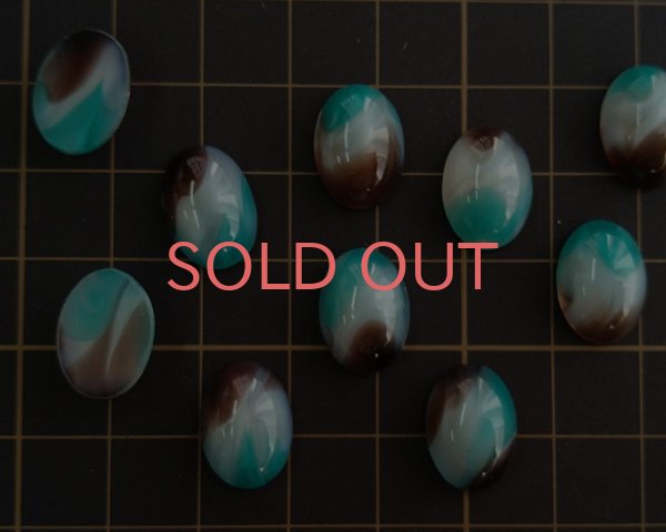 画像3: チェコ/ガラスカボション/チョコミント/約14×10mm (3)