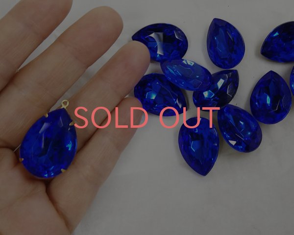 画像3: ヴィンテージ/ガラス/チェコ/ドロップ/アクアマリン/25×18mm(1個) (3)