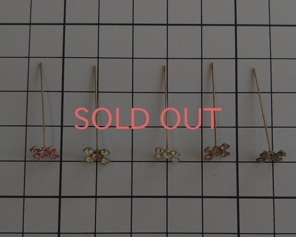 画像3: ヴィンテージ/ラインストーンフラワーピン/クリスタル(1個) (3)