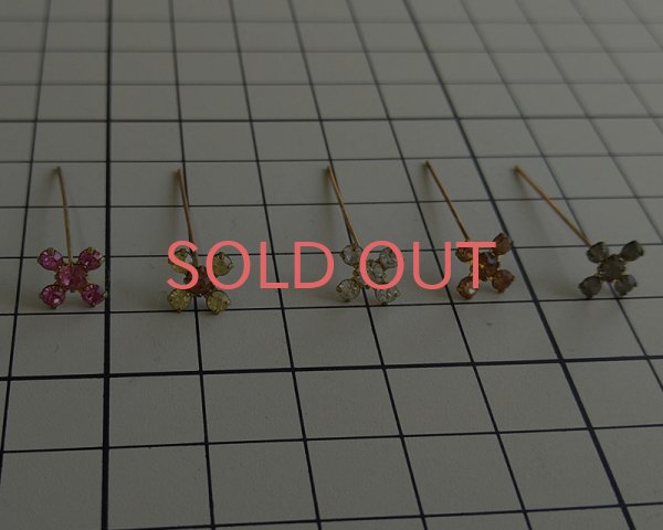 画像2: ヴィンテージ/ラインストーンフラワーピン/クリスタル(1個) (2)