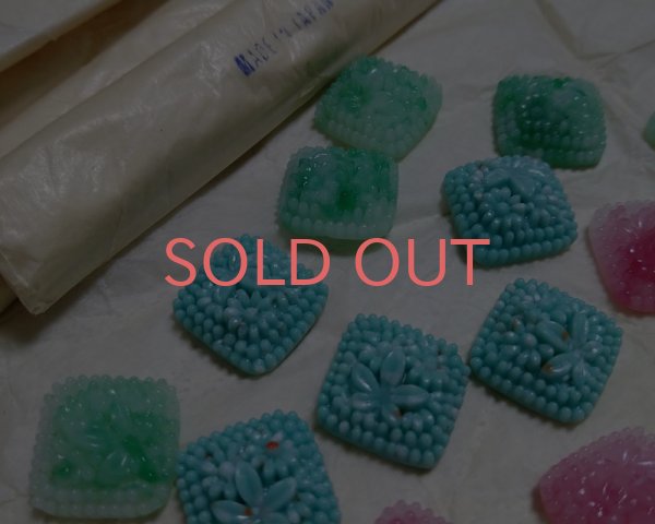 画像5: ヴィンテージ/日本/ガラスカボション/フローラルスクエア/ローズ/約20mm(1個) (5)