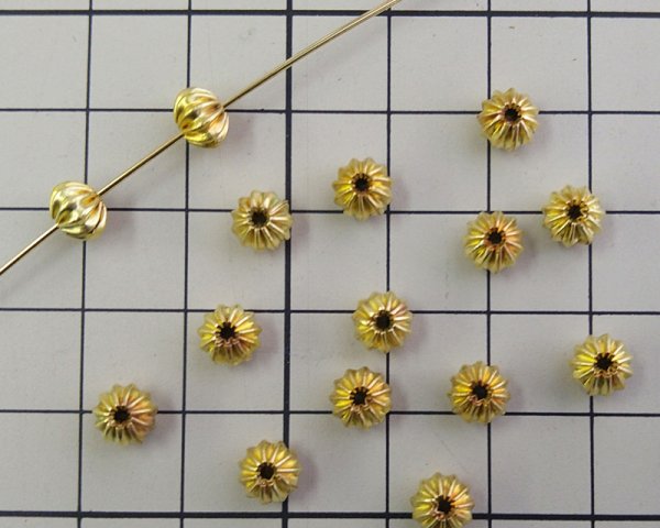 画像2: メッキなし真鍮/ビーズ/リブパンプキン(2個) (2)