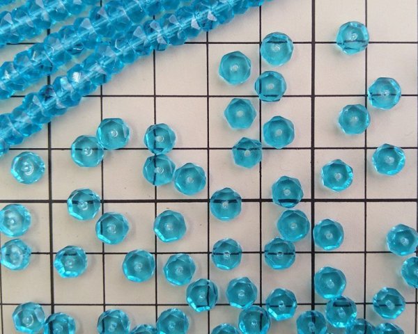 画像2: チェコガラスビーズ/カットロンデル/アクアマリン(10個) (2)