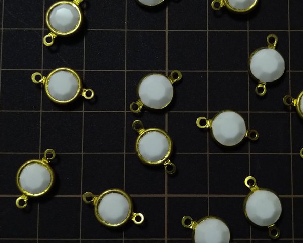 画像2: ヴィンテージ/ブラス+スワロフスキーコネクター/チョークホワイト(1個) (2)