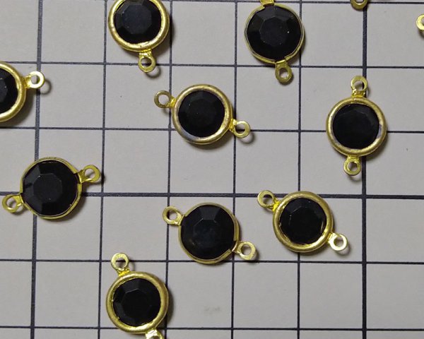 画像2: ヴィンテージ/ブラス+スワロフスキーコネクター/ジェットブラック(1個) (2)