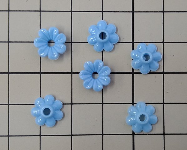 画像2: ヴィンテージ/ドイツ/プラスチック/フラワーL/ベビーブルー(4個) (2)