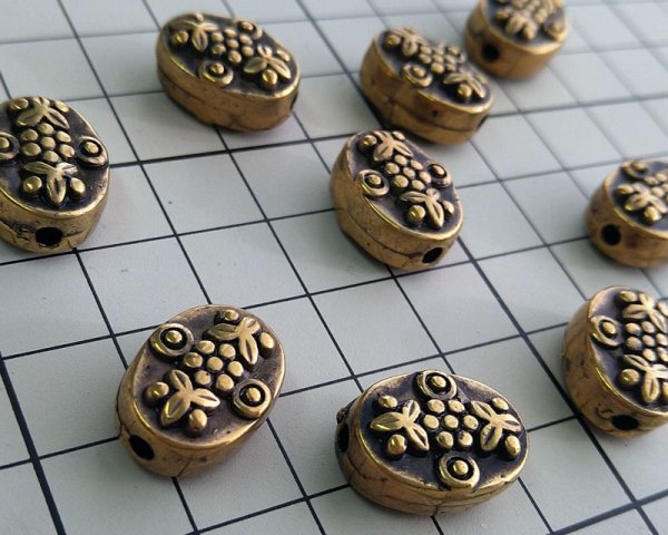 画像4: デッドストック/USA/CCB/フローラルオーバル/アンティークゴールド(2個) (4)