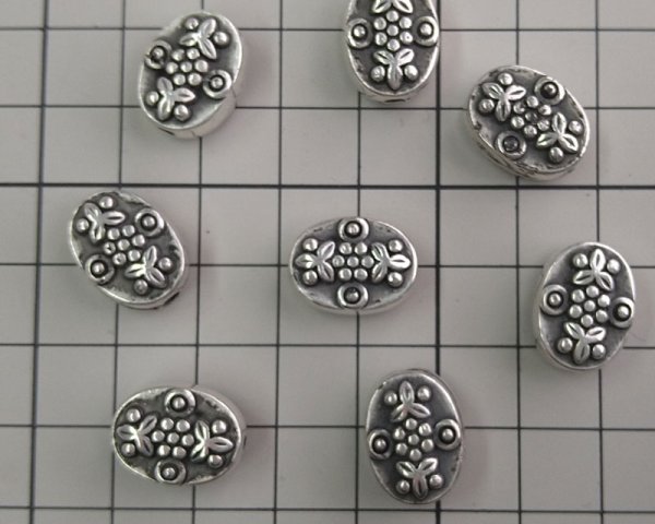 画像3: デッドストック/USA/CCB/フローラルオーバル/アンティークシルバー(2個) (3)