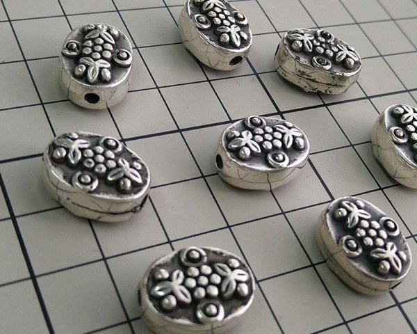 画像4: デッドストック/USA/CCB/フローラルオーバル/アンティークシルバー(2個) (4)