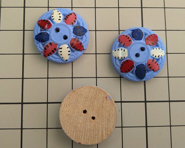 画像3: ヴィンテージ/ヨーロッパ/ウッドボタン/パッチワーク/約22mm(1個） (3)