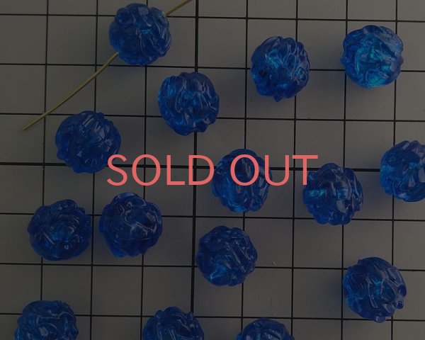 画像2: ヴィンテージ/ドイツ/ルーサイト/バロックラウンド/クリアブルー/約11mm(2個) (2)